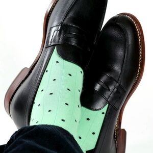 Soxfords Green Black Choco Chip Mints Polka Dot Knee High Socks